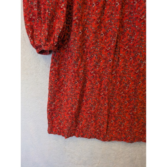Old Navy Womens XS Red Floral Ditsy Rayon Babydoll Long Sleeve Swing Dress - Picture 2 of 10